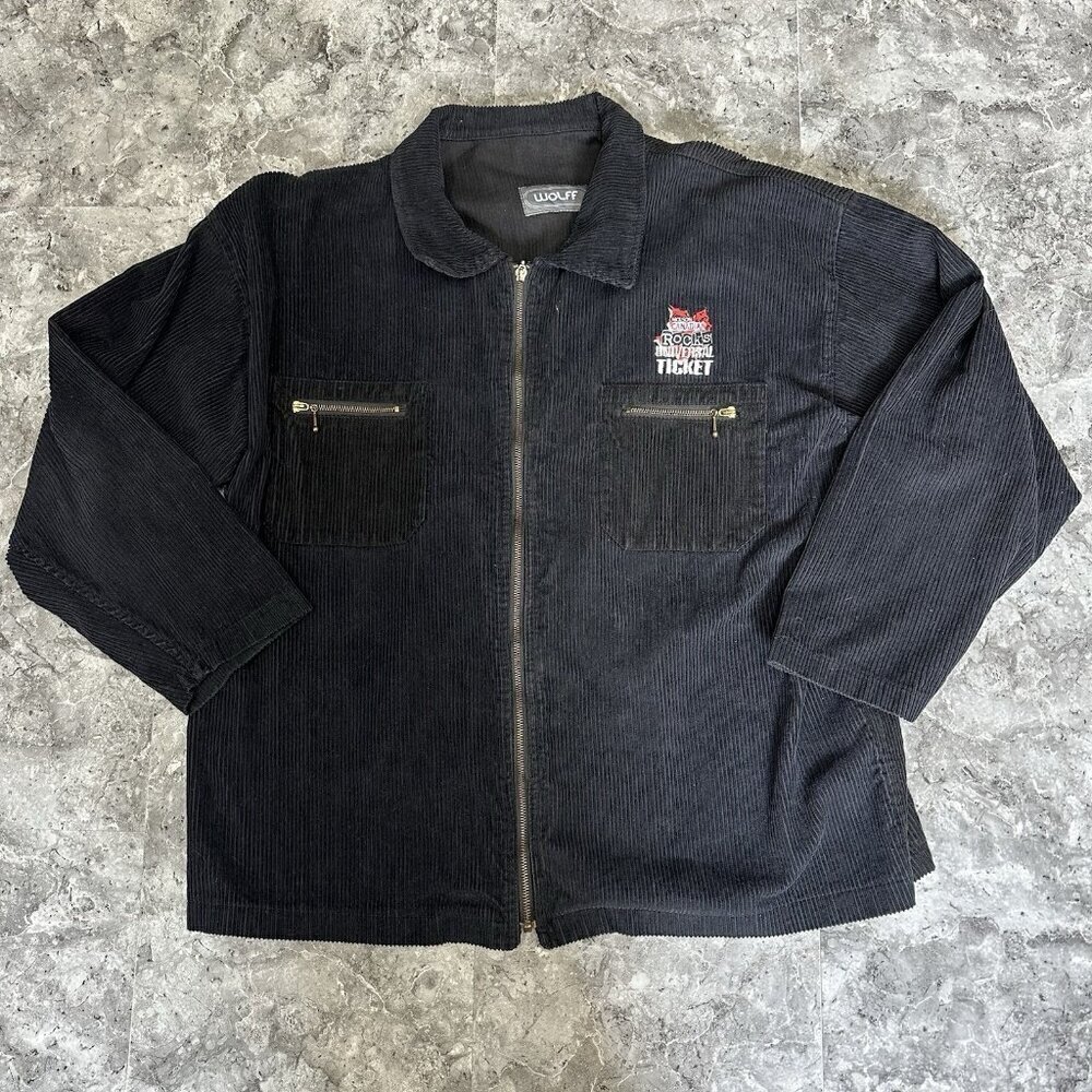 90s Vtg MOLSON CANADIAN ROCKS Rare Cordury Jacket Sz XL Universal Ticket Black